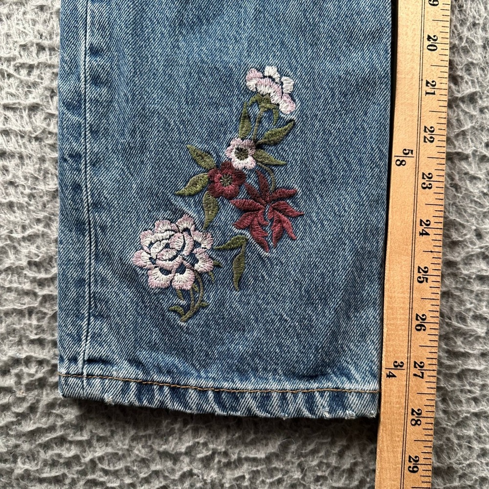 Reformation Jeans Womens 25 Cynthia High Rise Straight‎ Floral Embroidery Blue - Picture 10 of 16